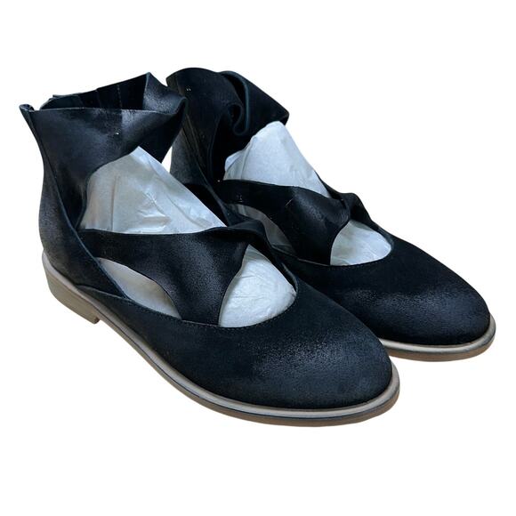 Antelope Shoes - Antelope Suede Back Zip Flats Lalana Black Women's Size 36 (US 5-5.5) New in Box